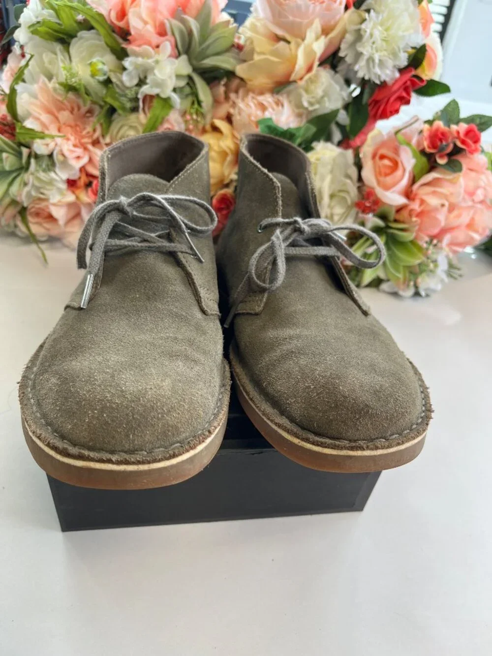 Clarks Bushacre 2 Chukka Boots Olive Suede Lace Up Size 9.5M